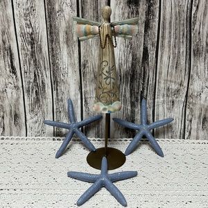 11 1/2” SeaShell Angel with 3 Blue 5” StarFish